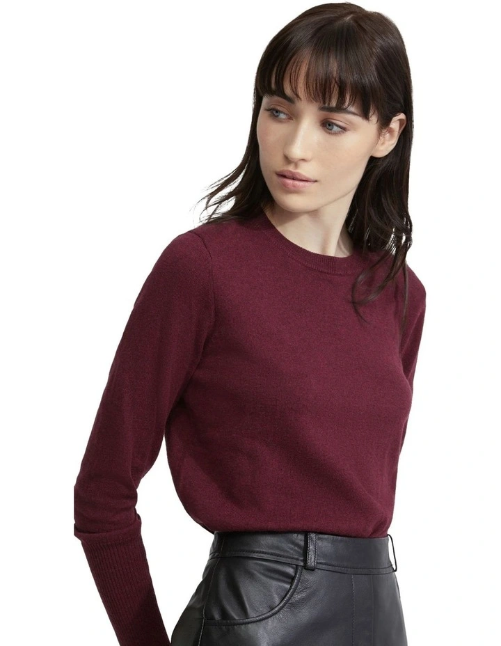 Madeline Long Cuff Knit Top in Deep Red