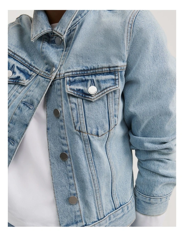 Australian Cotton Blend Slim Fit Denim Jacket in Aged Soft Wash
