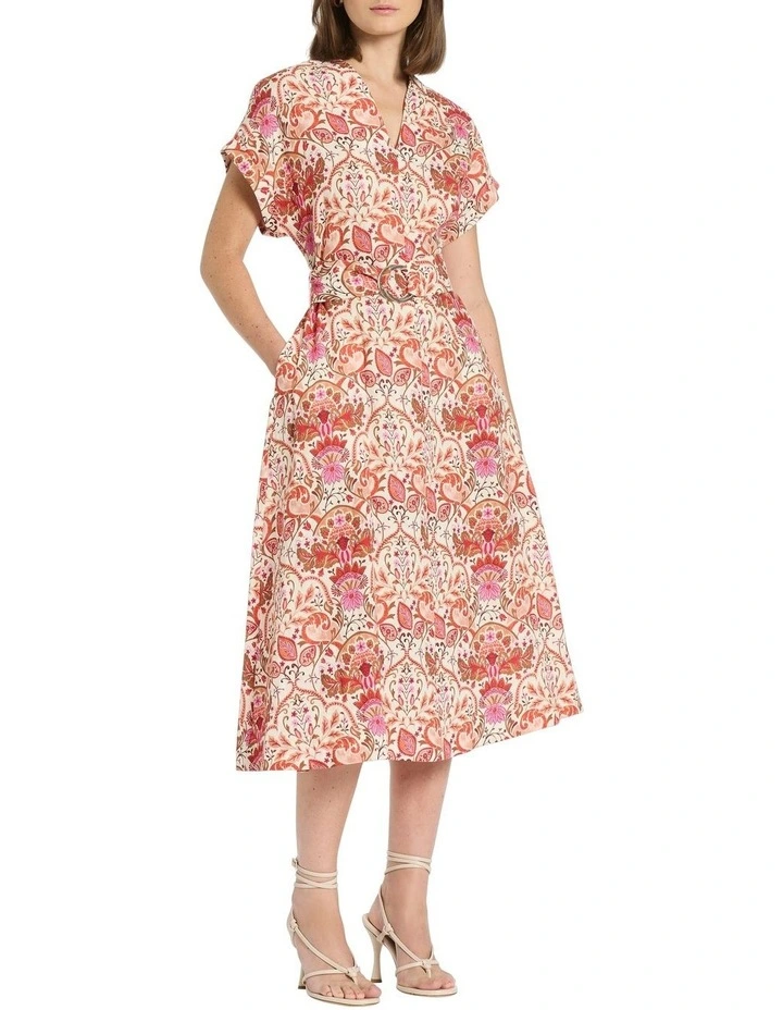 Andres Linen Dress in Persimmon Multi