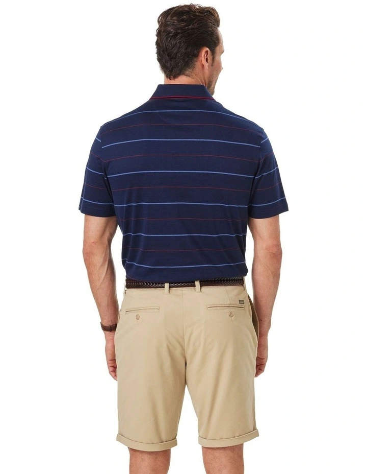 Smart Stripe Polo Shirt in Dark Navy