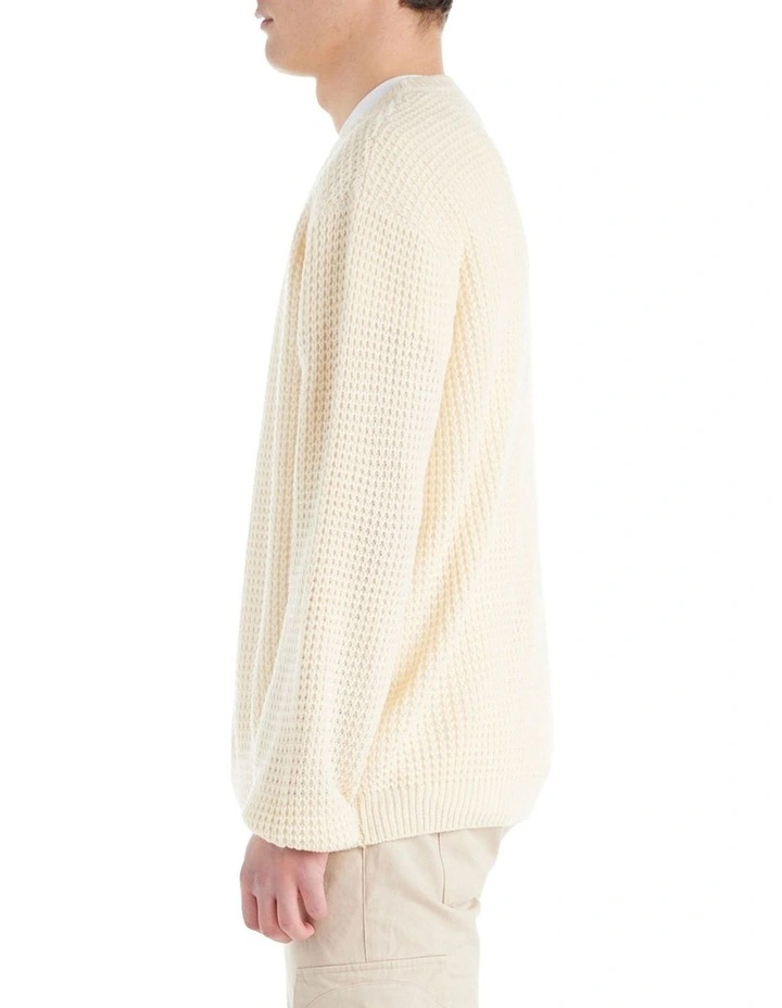 Imperia Knitted Texture Crew Sweater in Bone