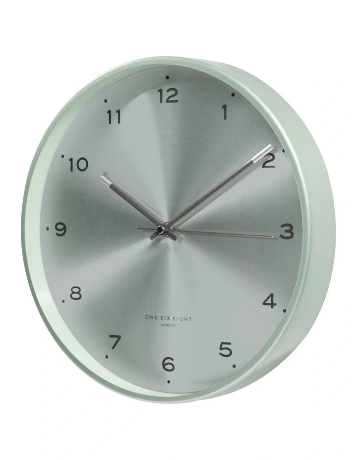 Elsa Silent Wall Clock in 30cm Sage Green