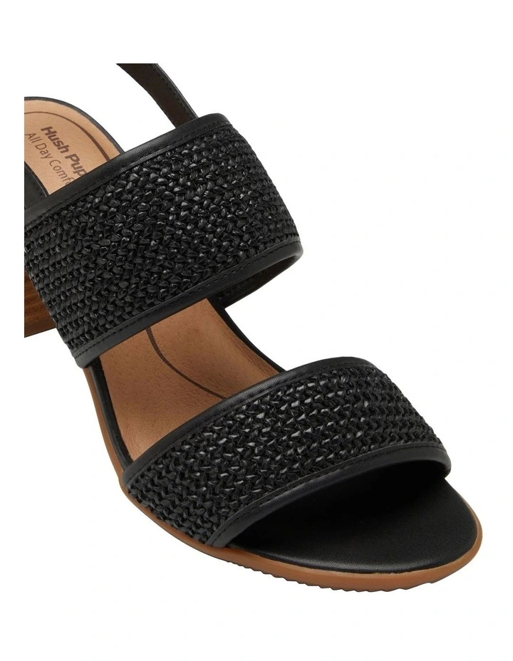 Lovren Heeled Sandal in Black Weave