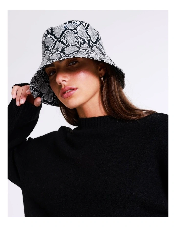 Snake Print Bucket Hat in Grey