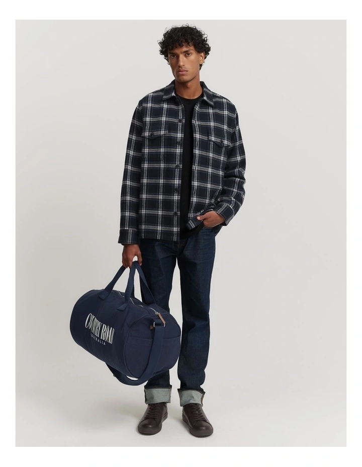 Check Cotton Overshirt in Navy