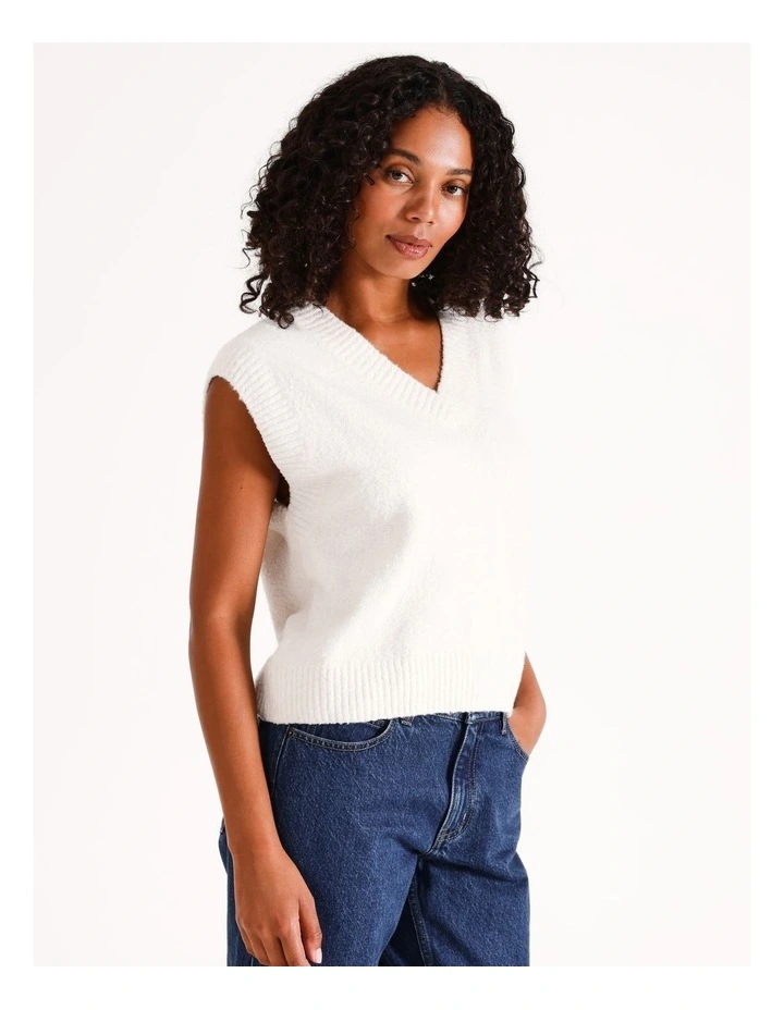 Boucle Knit Vest in Stone