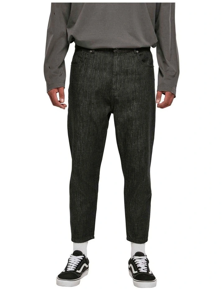 Cropped Tapered Jeans in Real Black Washed