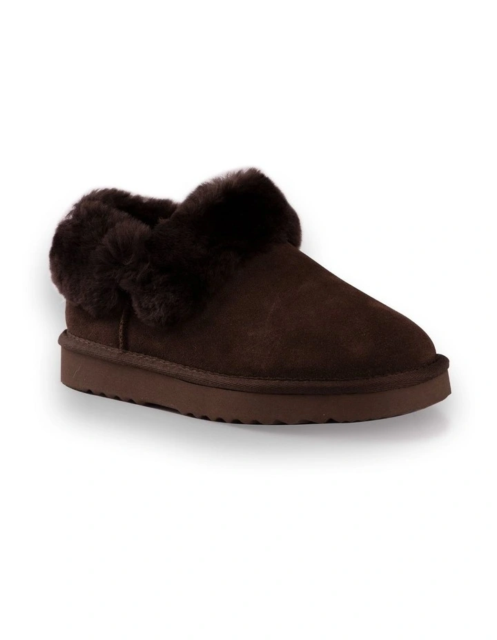 Ankle Wool Slipper in Chocolate