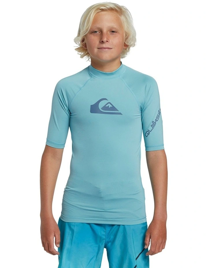All Time Short Sleeve Youth Rashguard in Reef Waters