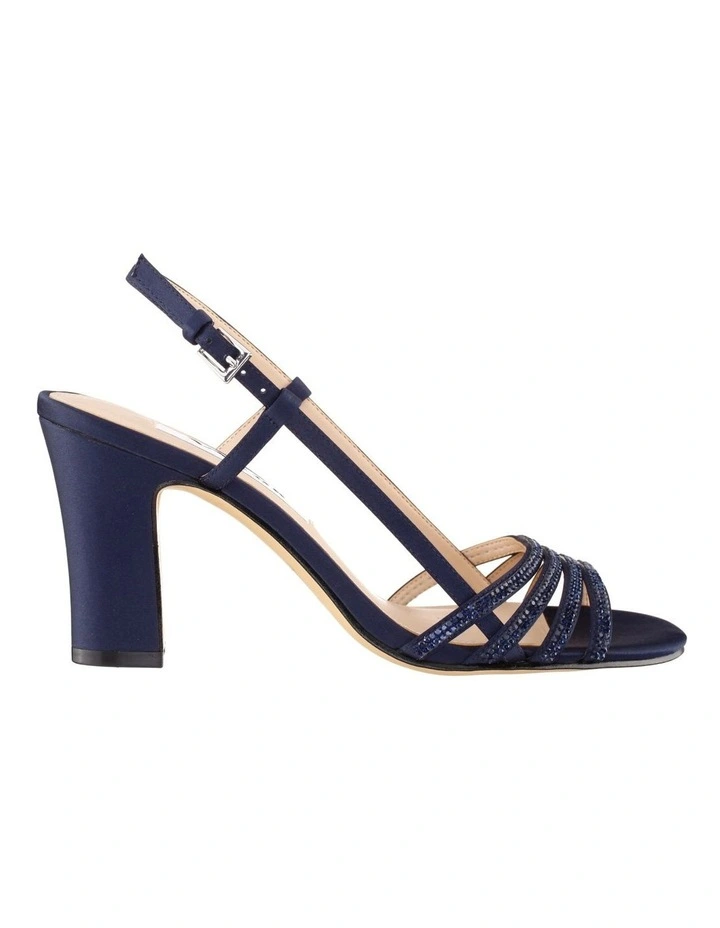 Avaley Sandals in New Navy Luster Satin
