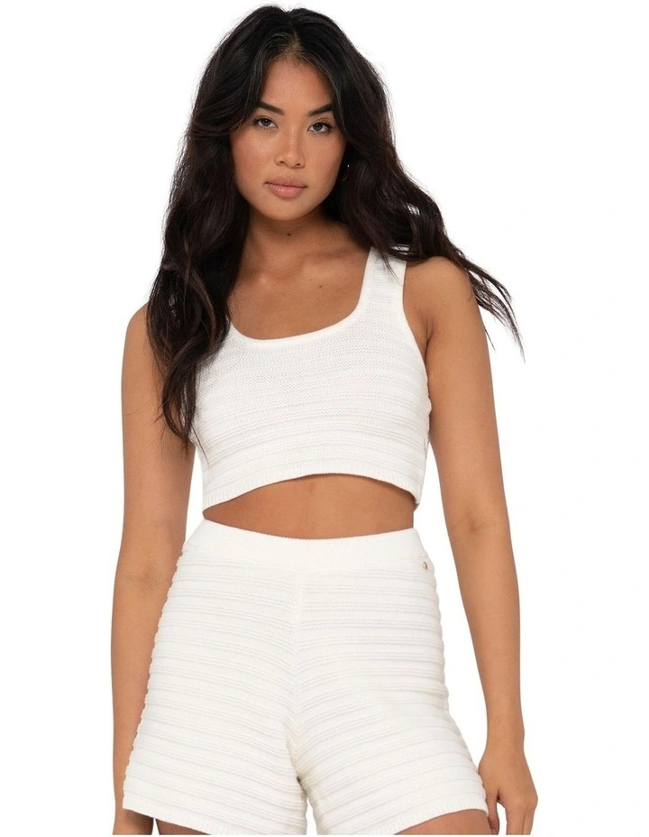 Elba Knit Crop Top in White