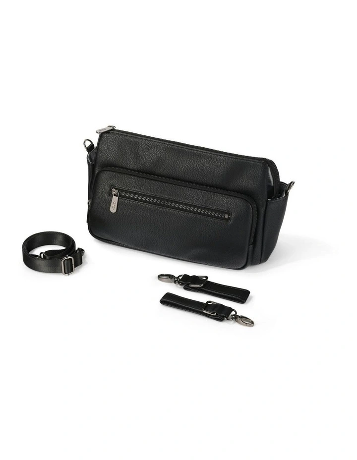 Multitasker Vegan Leather Pram Caddy in Black