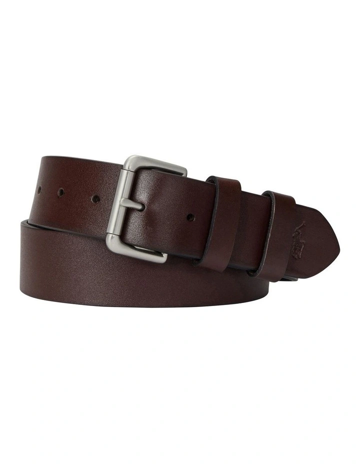 Leather Roller-Buckle Belt in Brown