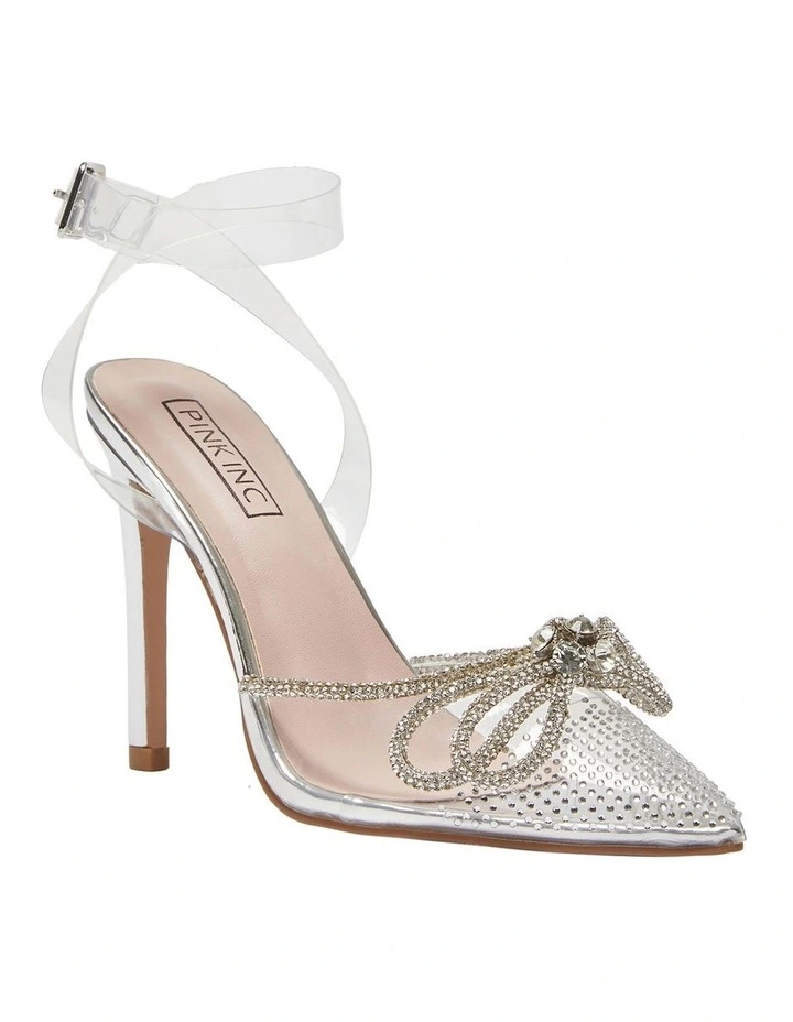 Rafi Clear Vinylite Heeled Shoes In Silver