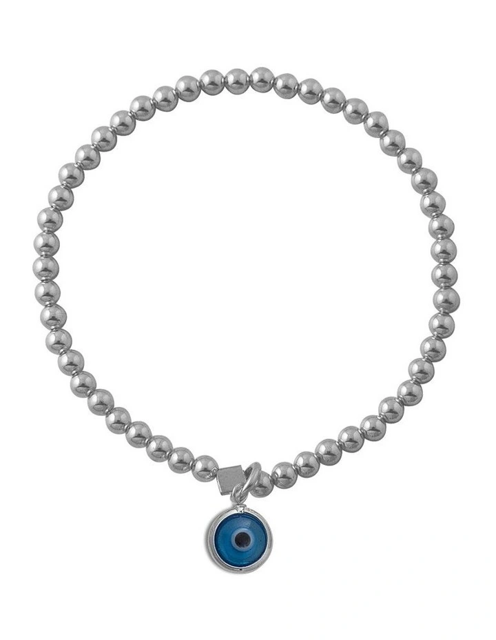 Evil Eye Silver Stretchy Bracelet