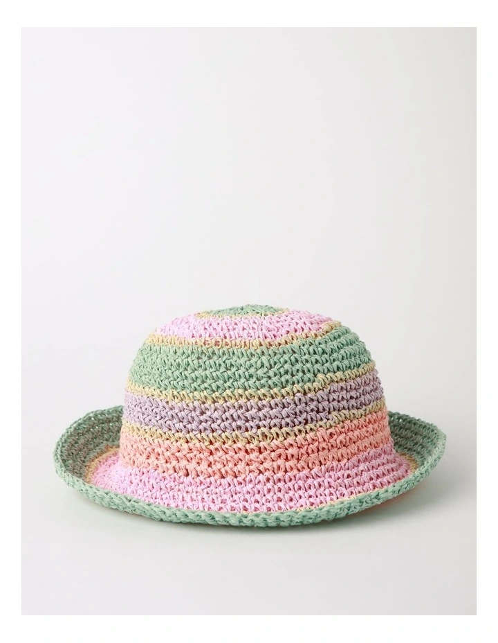 Straw Bucket Hat in Rainbow