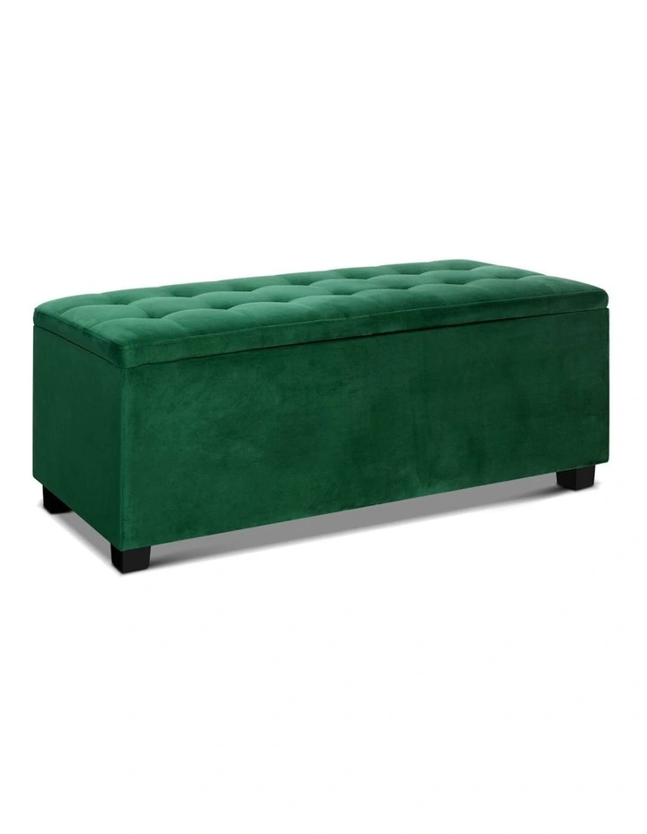 Velvet Storage Ottoman Blanket Box 98cm in Green
