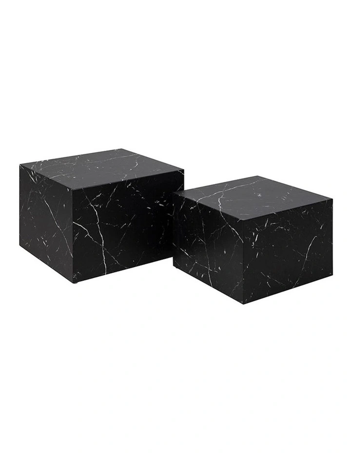 Dice Nest of 2 Square Coffee Tables in Black