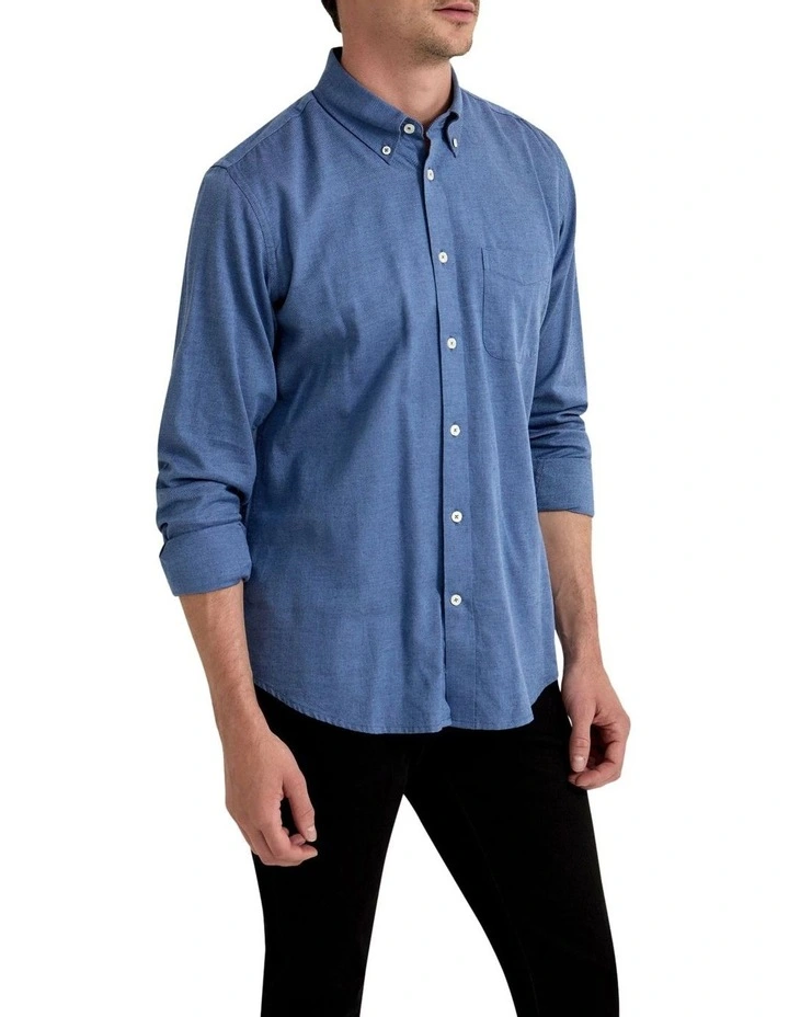 Portland Twill Cotton Shirt in Blue