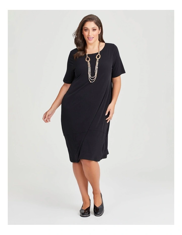 Luna Tulip Midi Dress in Black