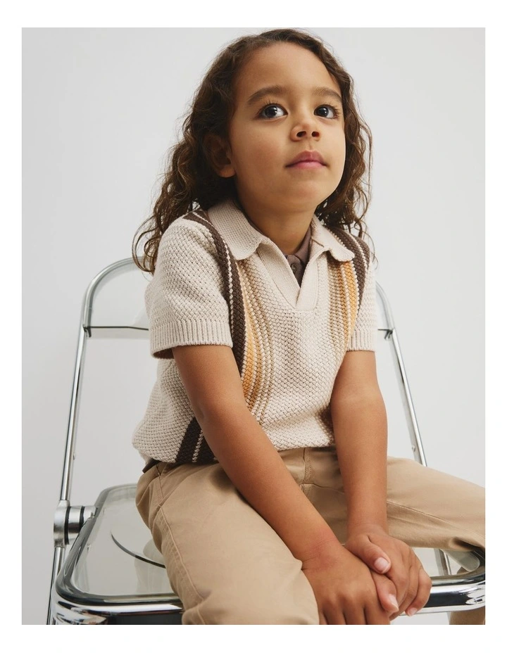 Organically Grown Cotton Knit Polo in Oat