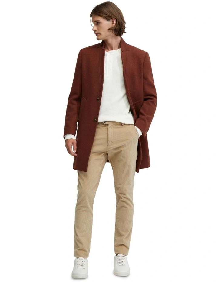 Austin Wool Rich Overcoat in Brick