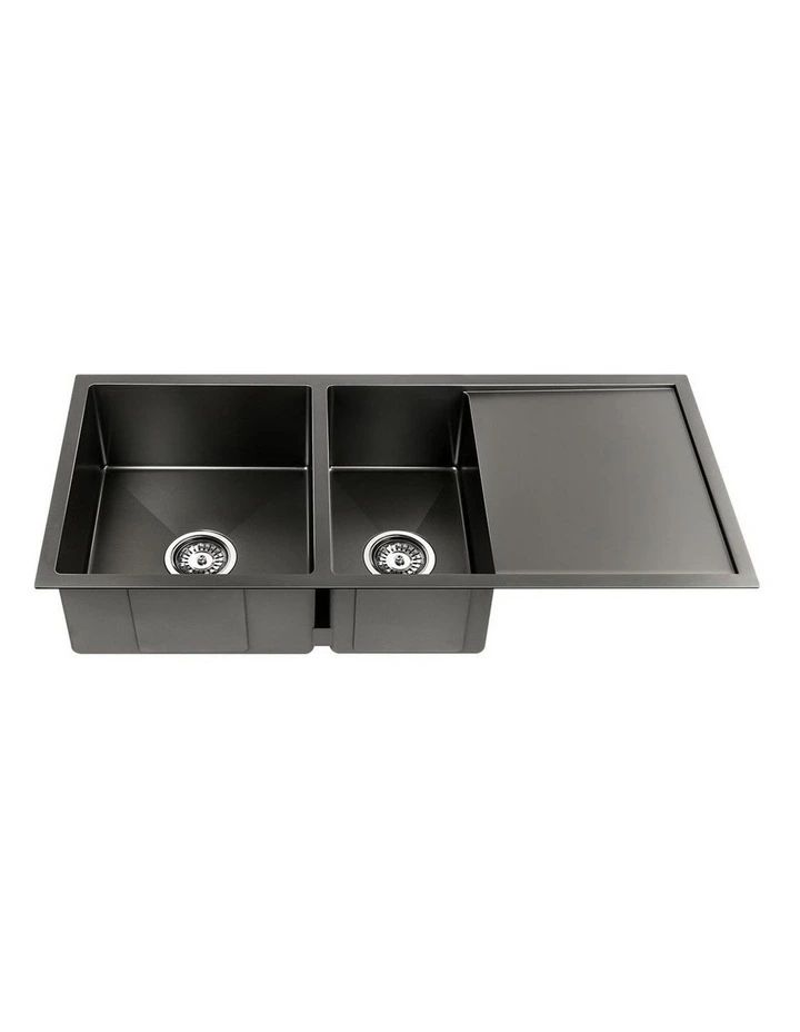 Double Bowl Laundry Stainless Steel Kitchen Sink 100X45CM Silver
