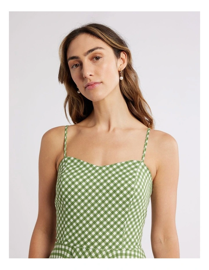 Pretty In Plaid Dress in Green/Ivory