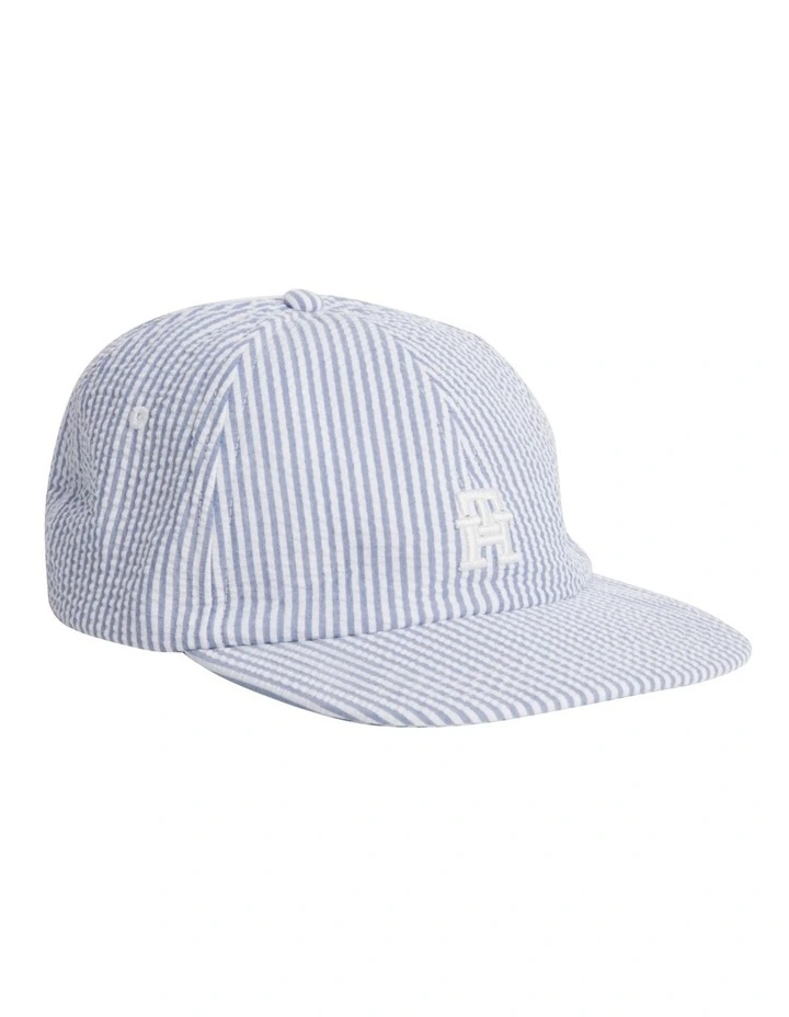 Summer Seersucker Cap in Blue Coast Stripe