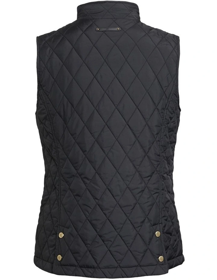 Crest-Patch Quilted Vest in Black