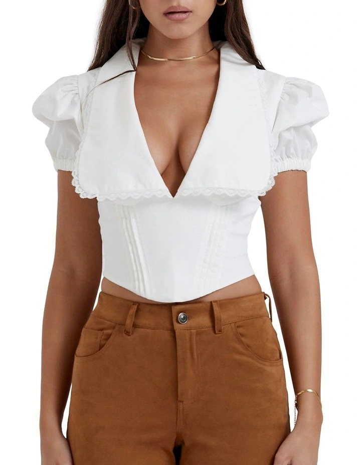 Augusta Pin Tuck Top in White