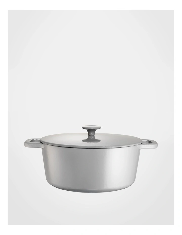 ID Cast Iron Casserole with Lid 28cm 5.9lt - Gloss Steel Grey