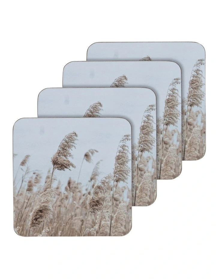 Square Wheat Hardboard Coaster 4 Pack in Multi