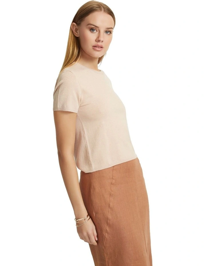 Olivia Crop Knit Top in Shell