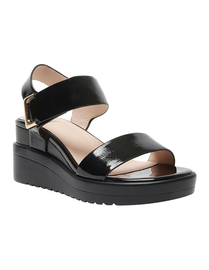 Iris Sandals in Black Patent Leather