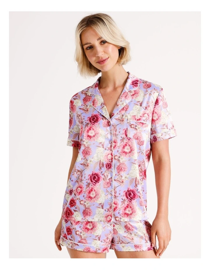 Short Sleeve PJ Set in Blue Botanical