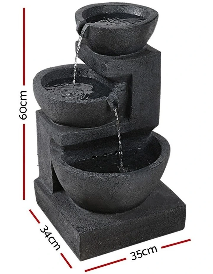 Gardeon Solar Powered Outdoor Water Fountain Features Cascading Garden Bird Bath