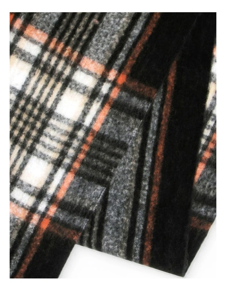 Meridian Brushed Plaid Scarf in Black/White
