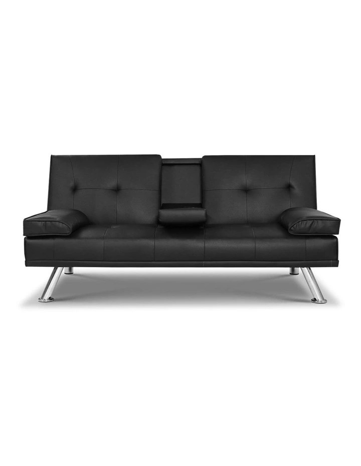 Leather 3 Seater Sofa Lounge In Black