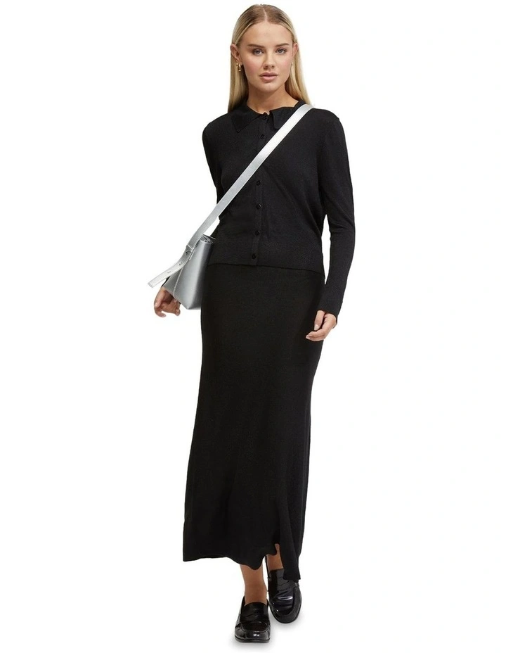 Aggie Knitted Metallic Cardigan in Black