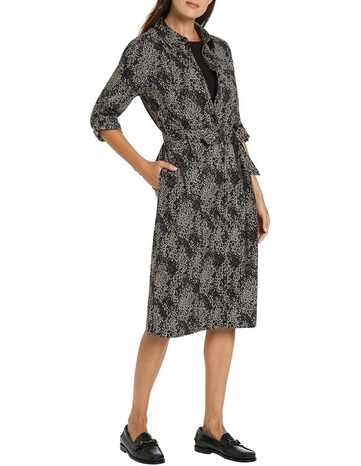 Lenora Cotton Shirt Dress in Black Multi