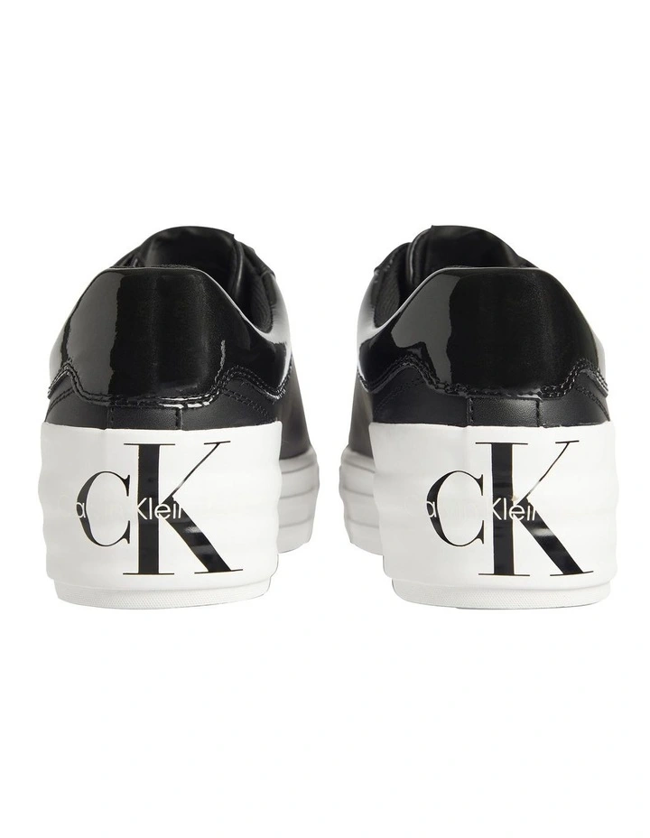 Leather Platform Trainers in Black