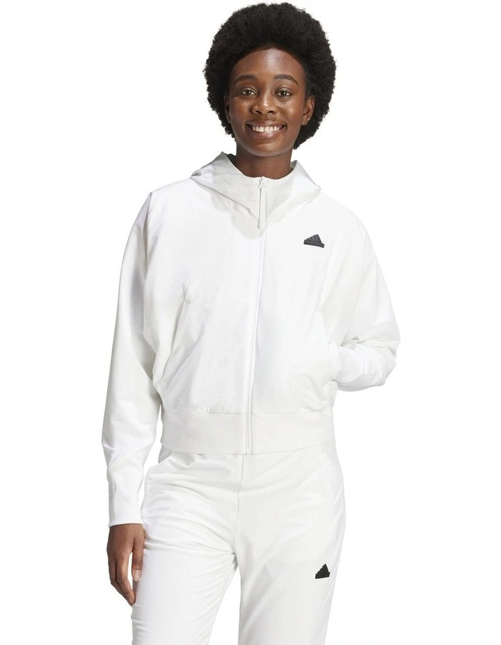 Z.N.E. Woven Full-Zip Hoodie in White
