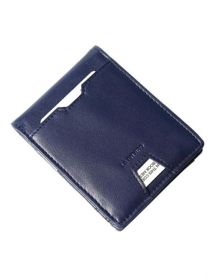 Yamba Minimalist Slim Bifold Front Pocket Vegan Leather Wallet in Blue