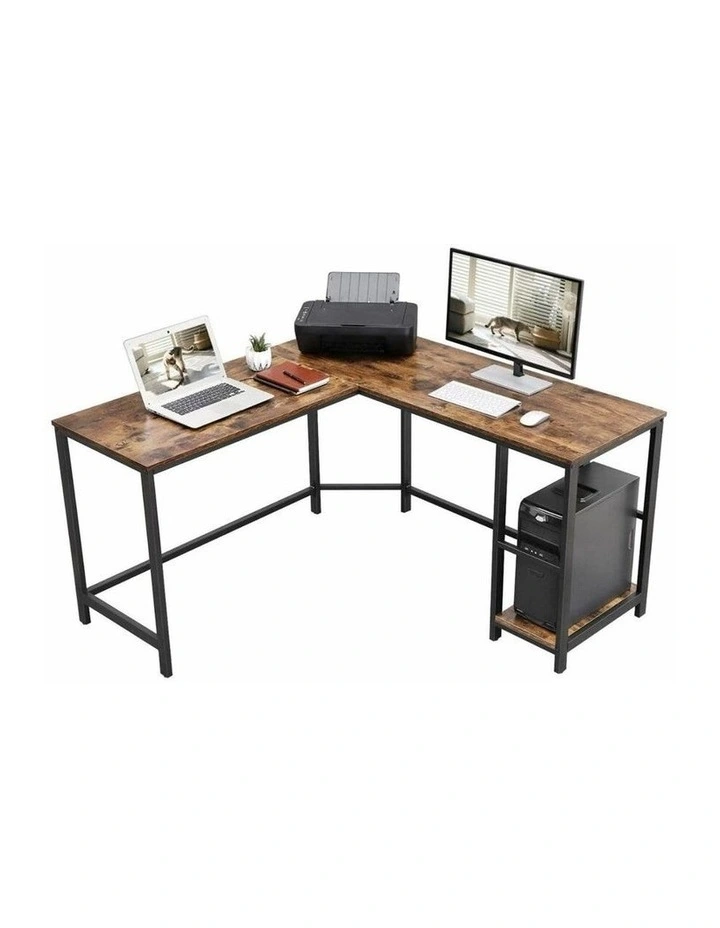 L-Shaped Computer Desk in Rustic Brown