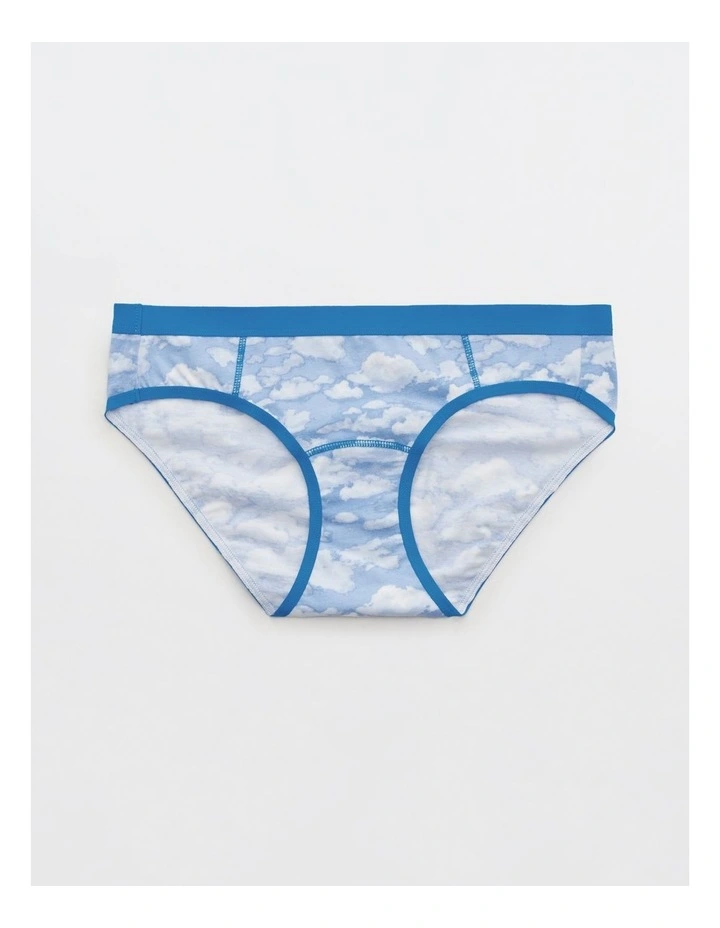 Cotton Flat Elastic Bikini Underwear in Eyelet Blue