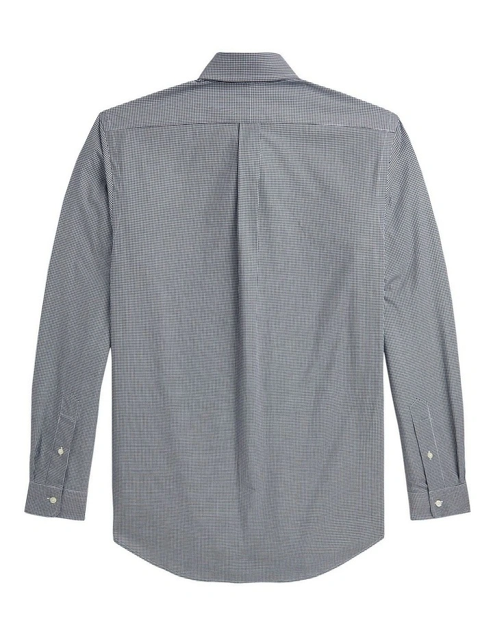 Classic Fit Plaid Stretch Poplin Shirt in Grey
