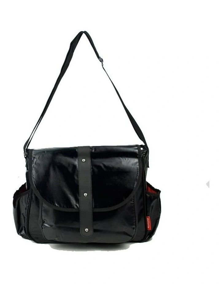 Satchel Nappy Bag Shiny Black