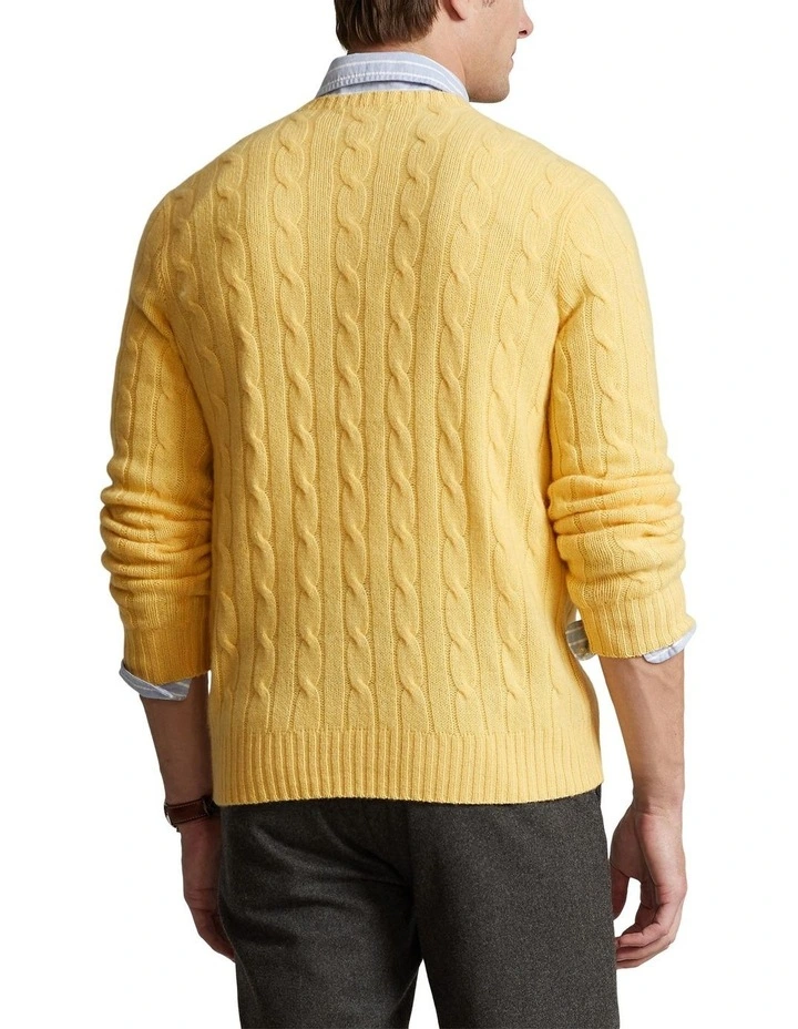 The Iconic Cable-Knit Cashmere Sweater in Yellow