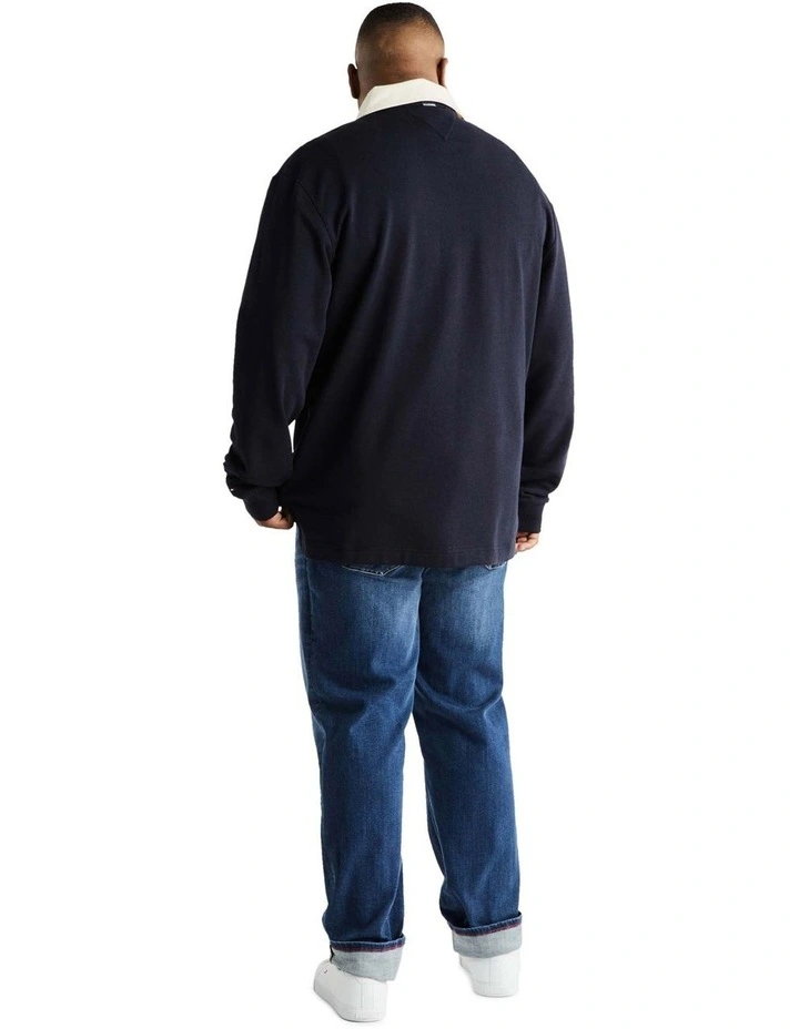 Big and Tall Global Stripe Rugby Shirt in Navy